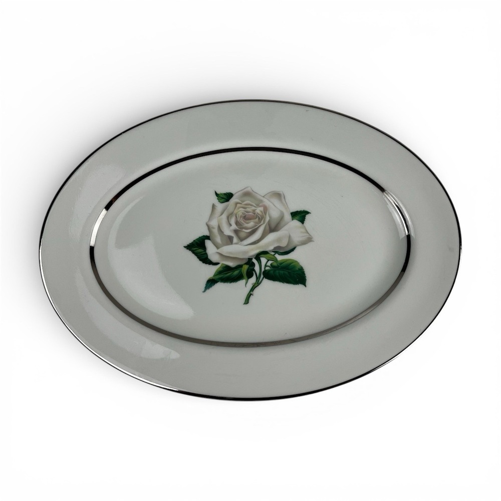 Governor's Mansion 13" Oval‎ White Rose Serving Platter